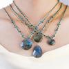 Elegant Blue Braided Rope Labradorite Necklace with Stainless Steel and Natural Stone Pendant