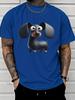 Cute Cartoon Black Dachshund Pet Animal Graphic Unisexs Cotton Crew Neck Tee Short Sleeve Loose Casual Daily Street Male Wear Top
