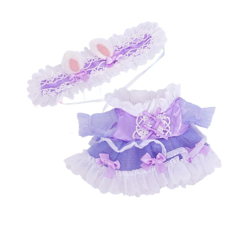 

1 set Flower Fairy Cotton Doll Clothes Suit Princess Skirt Plush Doll Clothes 20cm Idol Cotton Doll purple-Lolita