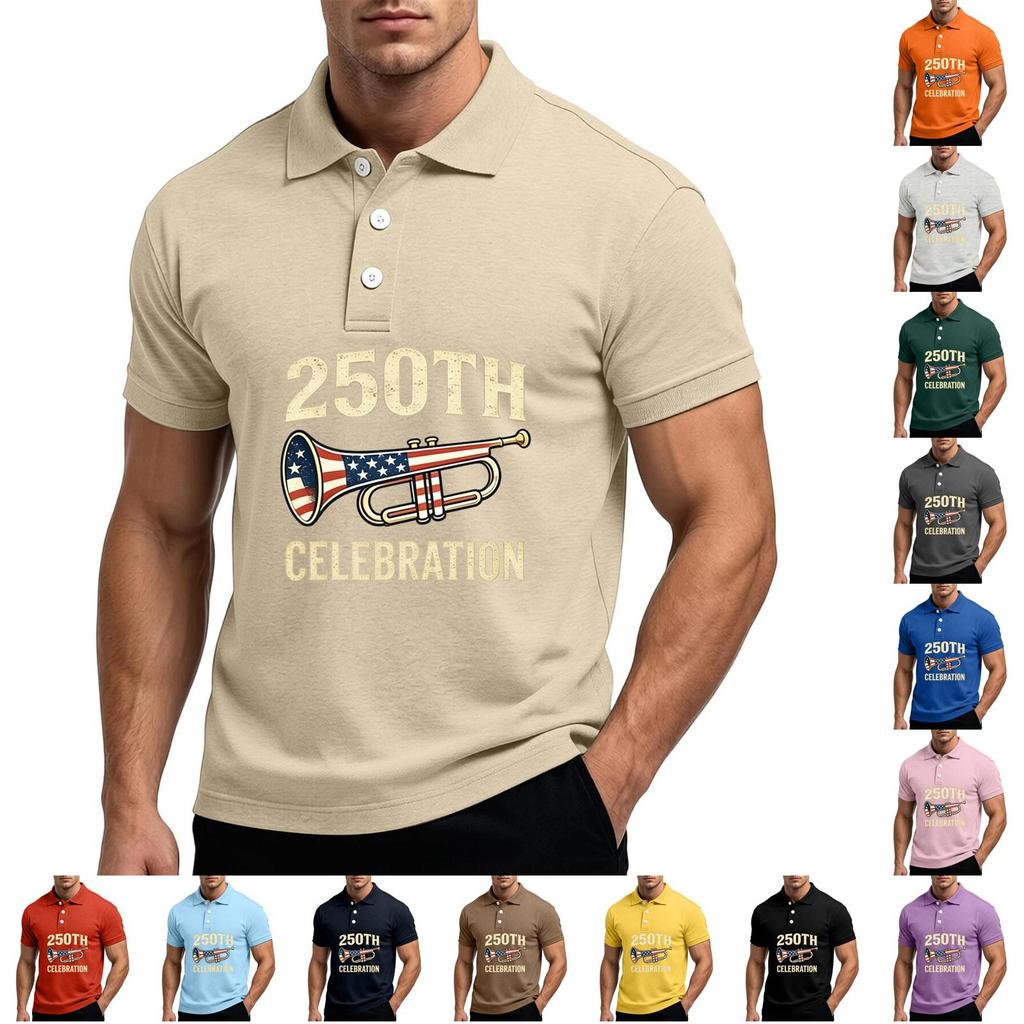 Men's 250th Anniversary Polo Shirt 1776 To 2026 Short Sleeve Casual Fit American Flag Themed Graphic Top