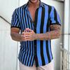 Summer Hawaiian Shirts 3d Printed Striped Sexy Men Women Clothing Men's Vocation Lapel Camisa Fashion Beach Short Sleeve  Blouse