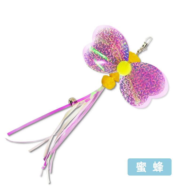 Cat Feather Toy Accessories False Butterfly Worm Toy With Bell Kitten Cat Toys Interactive Replacement Refill Foam Ball Training Decor