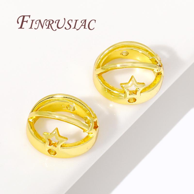Silver Plated Connect Beads Frame Rings Fittings 14K/18K Gold Plated Through Hole Bead Circle Findings,DIY Bracelet Accessories