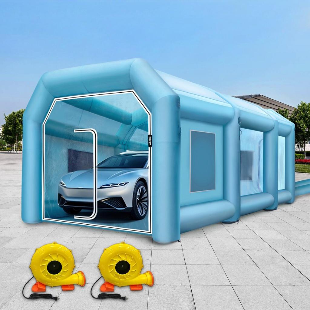 Inflatable Spray Booth Car Paint Tent 9 x 6 x 4 m W/ Filter & 2 Blowers