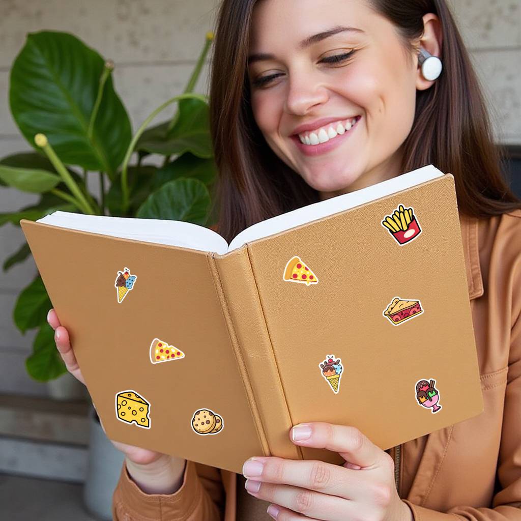 35pcs-50pcs Playful Food Stickers Cartoon Desserts Stickers Stationery Stickers For DIY Phone Laptop Scrapbook Bike