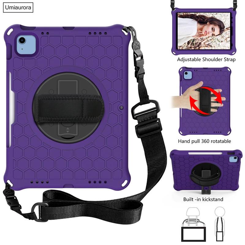 360 Rotate Hand Strap Case For IPad Mini 5 6 Air 2 3 4 10.9 9.7 7th 8th 9th Gen 10.2 Pro 11 Kids Eva Shockproof Cover