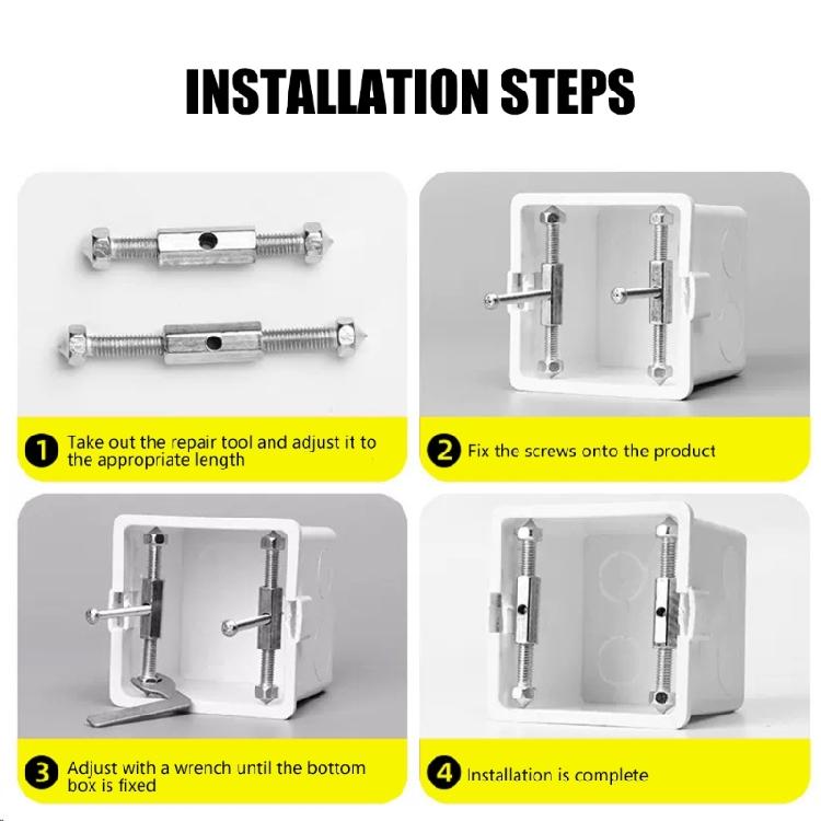 10Pcs Wall Electrical Box Screw Support Rod Adjustable Cassette Screws with Wrench Wall Switches Box Repair Device