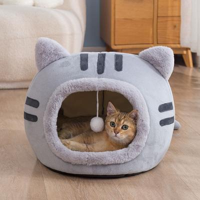 Autumn and Winter New Cat Shape Dog House Winter Warm Semi-enclosed Cat House Mat Pet Supplies Cat House
