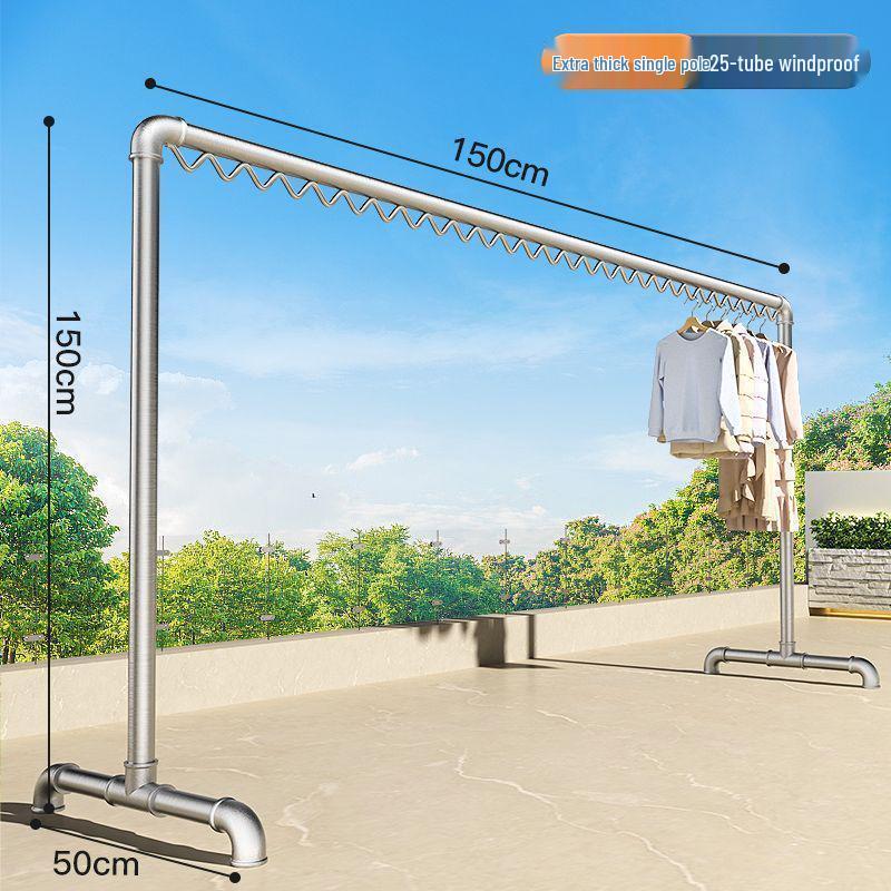 Windproof Outdoor Galvanized Steel Clothes Drying Rack with Thickened Pipes for Balcony