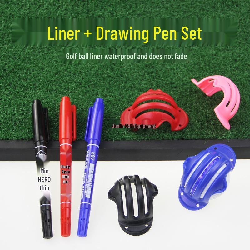 Golf Ball Line Marker 3-Piece Set with Dual-Ended Pen