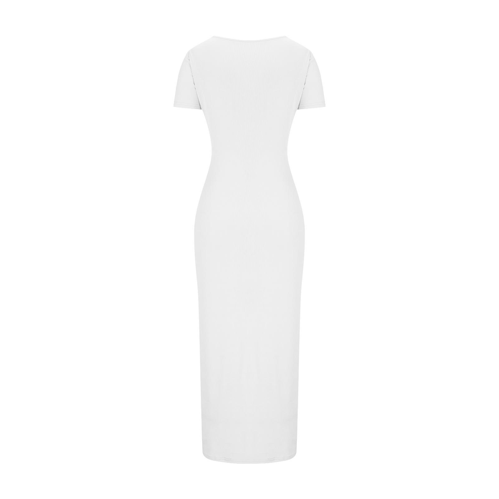 Женское модное повседневное платье макси с коротким рукавом — фото 3