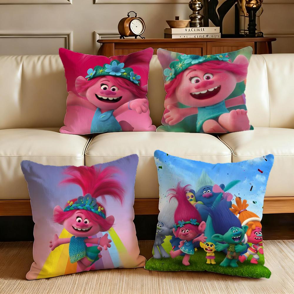 Kids Trolls Cushion Cover Cushion Cover Set 4Pcs 50x50 45x45 40x40 Pillowcase Decorative Sofa Home Decor