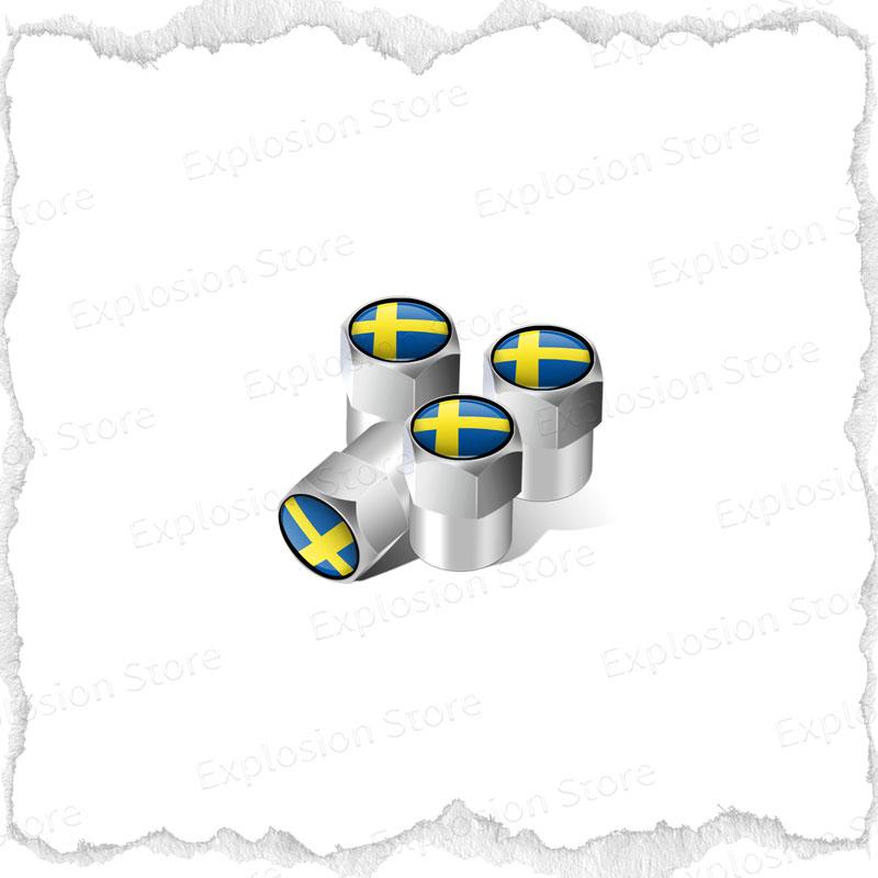 4pcs Swedish Flag/Prancing Moose Emblem Car Wheel Tire Stem Air Valve Caps Covers For Volvo V40 V60 XC40 XC60 XC90 S40 S60 Decor