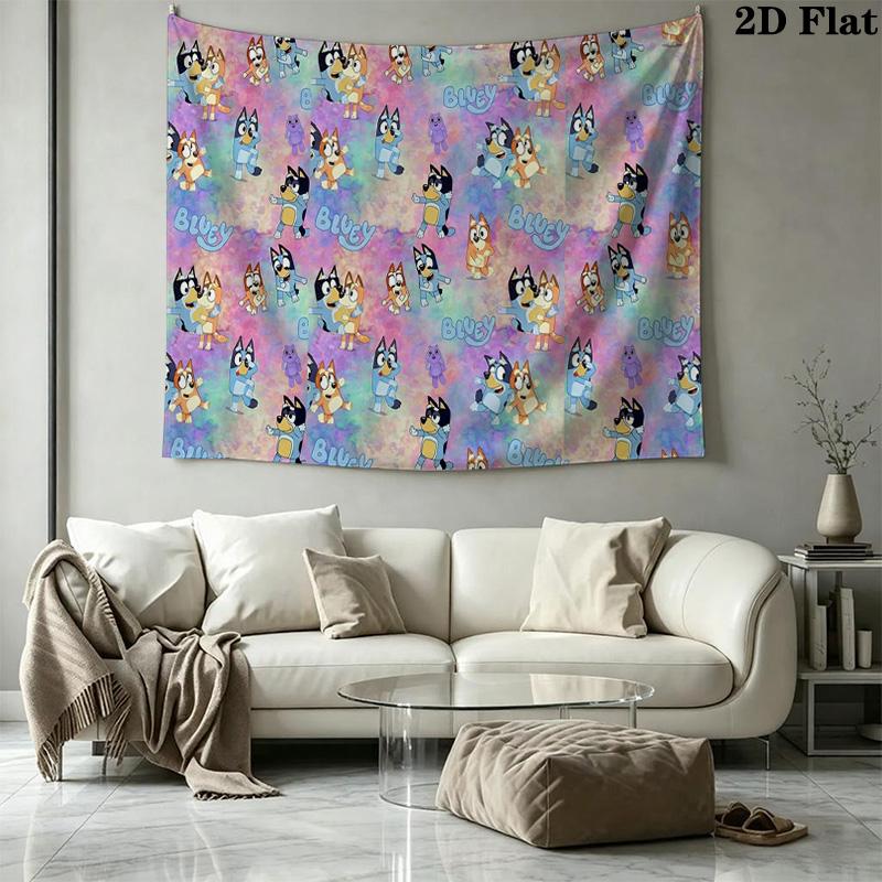 Bluey Wall Tapestry Aesthetic Wall Hanging Printed Fabric Blanket Decorative Tapestries for Bedroom Living Room Home Decor