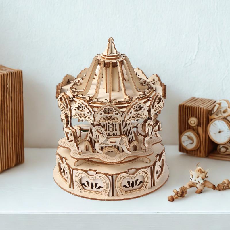 3D Wooden Music Carousel Puzzle: Educational DIY Stereo Toy Gift