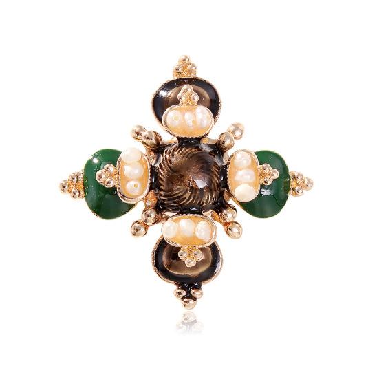 

Брошь-крест в стиле барокко, пресноводный жемчуг, корсаж, пиджак, брошь-корсаж, атмосферная эмаль разноцветный