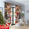 2pcs 2D flat printing Christmas Party Curtain Winter Christmas, Rural Snowman Christmas Polyester Fabric Without Electricity