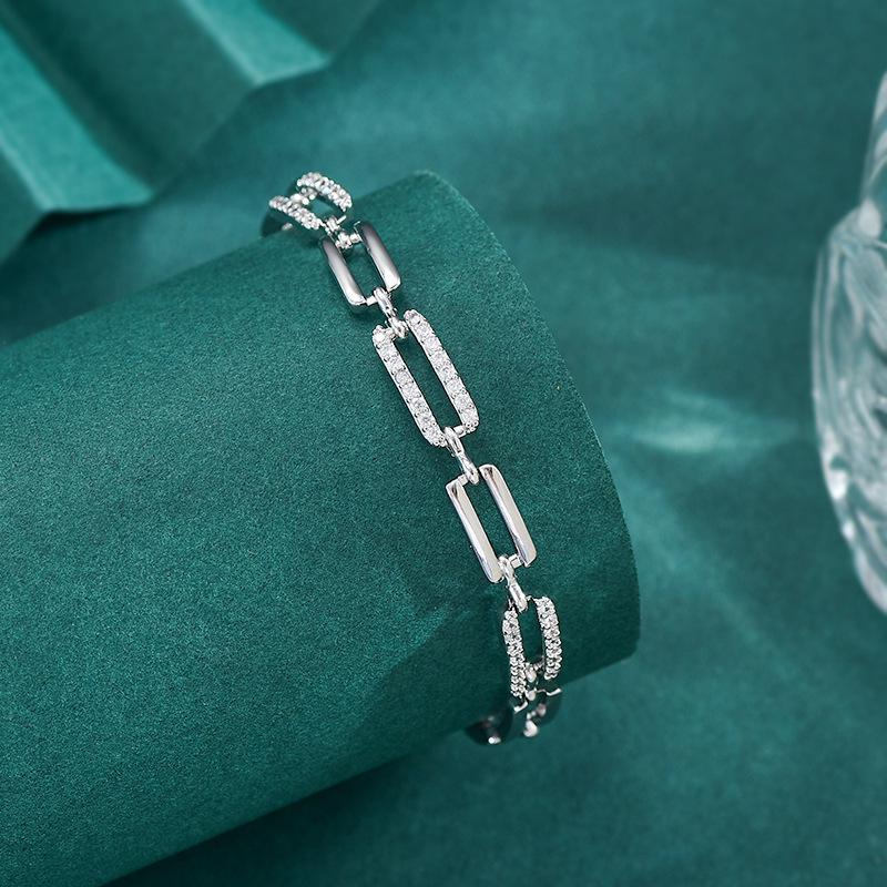 Золоченая цепочка-браслет в корейском стиле с инкрустацией цирконами для женщин