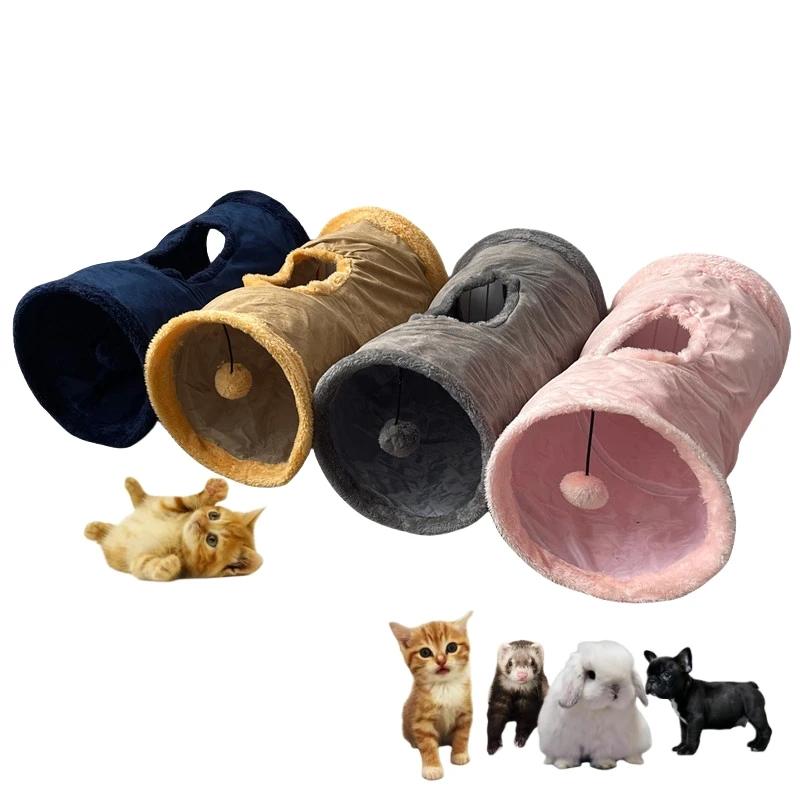Collapsible Cat Winter Suede Tunnel for Puppy Rabbit Kitten Play Chase Hide Tunnel,Interactive Bedding Toy In 2 Ways 3 Ways