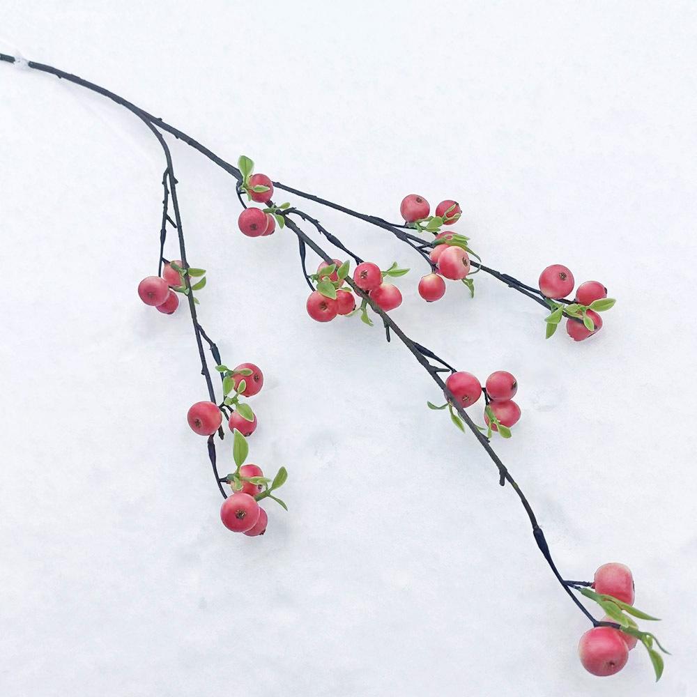 Simulation Small Apple Branch Pulp Fruit European Light Luxury Home Living Room New Year'S Decoration Flower Red Fruit Fortune Fruit Festive
