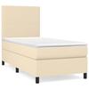 3141598 vidaXL Lit à sommier tapissier avec matelas Crème 100x200 cm Tissu