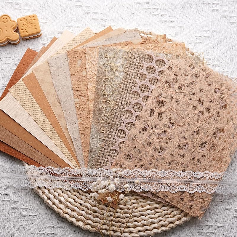 15Pcs Handmade Scrapbook Art Paper Craft Textured Paper Colorful A5 sheet Mesh Special Paper Mix for Scrapbooking Junk Journal Journaling Supplies