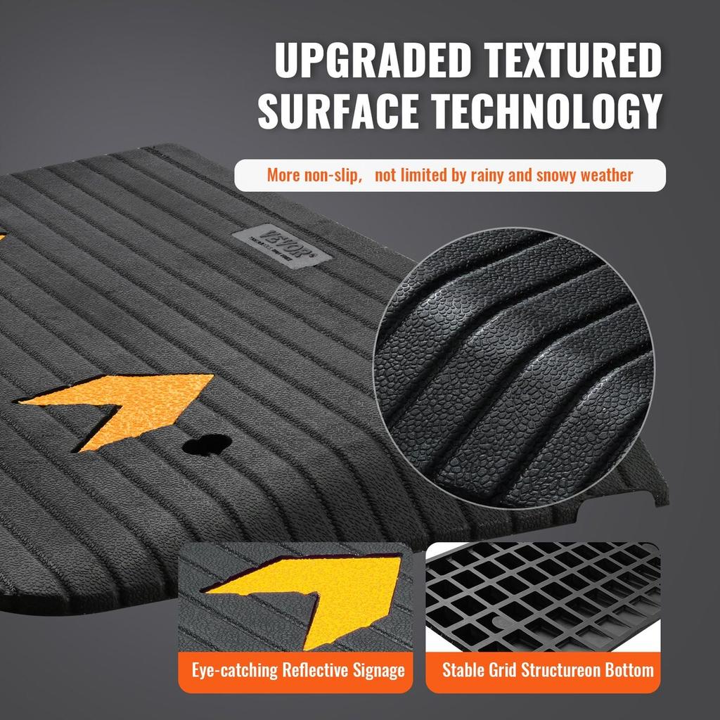 Upgraded Rubber Threshold Ramp, 3" Rise Door Ramp with 1 Channel, Natural Rubber Car Ramp with Non-Slip Textured Surface, 33069 lbs Load Capacity Curb