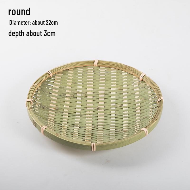 Handmade Bamboo Weaving Sieve Basket Storage and Snack Plate Set