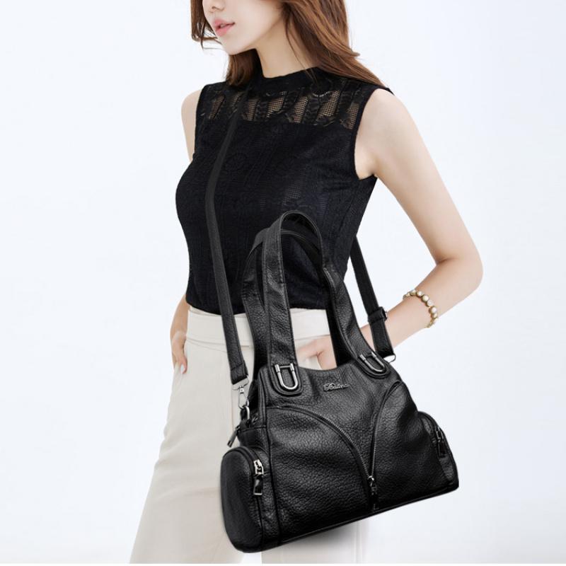 Women'S Handbag 2025 Summer Carving Decor Shoulder Bag Fashion Purse Soft Leather Large Capacity Shopping Handbags Satchel Bag Mom'S Bags