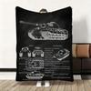 Tanks Blueprint Black  Heavy Tank Throw Flannel Fluffy Soft Blanket Warm Skin-Friendly Throw for Sofa Bed Office Nap Winter