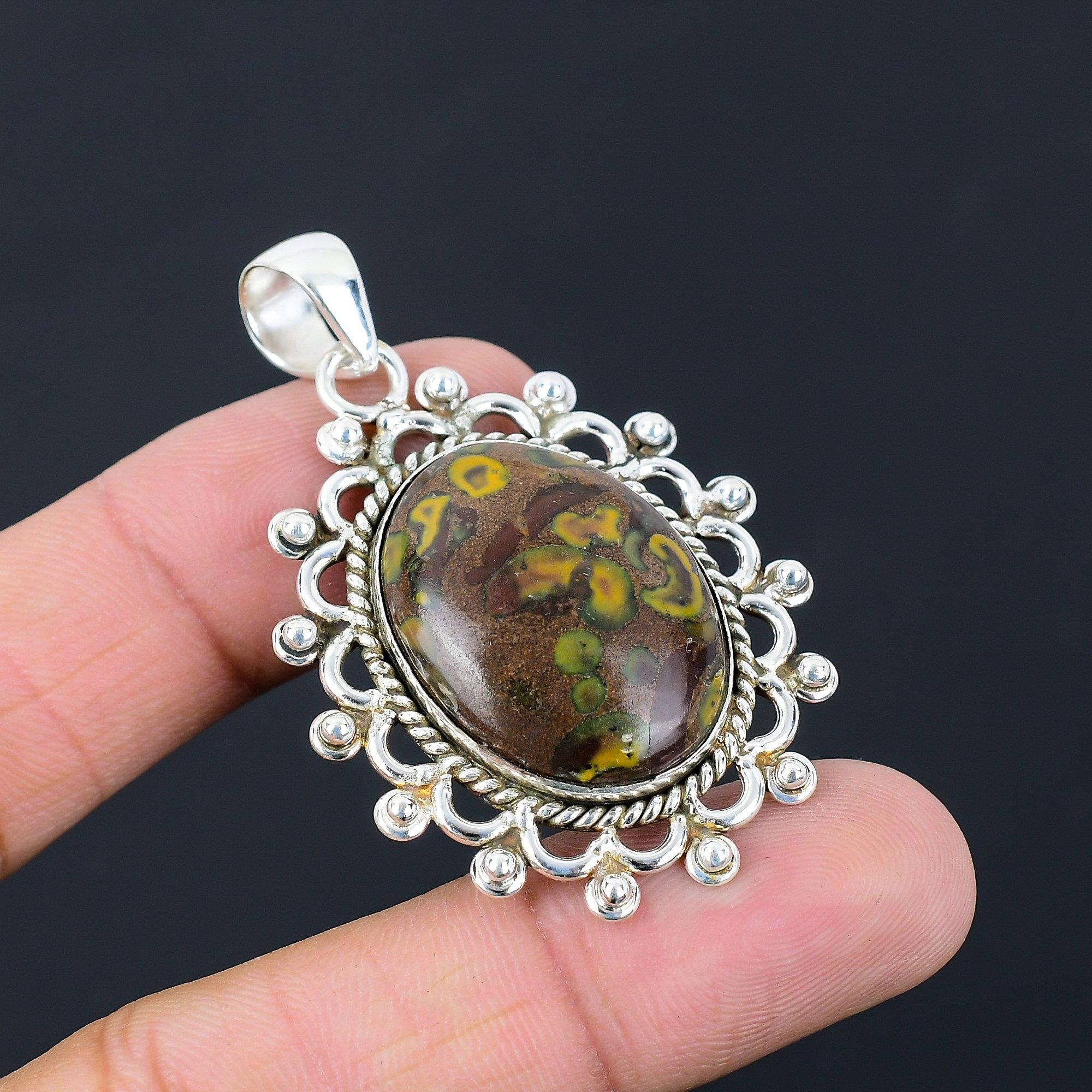 Натуральный Фруктовый Яшмовый Камень Подвеска Ювелирные Изделия из Стерлингового Серебра 925 Пробы Для Девочек