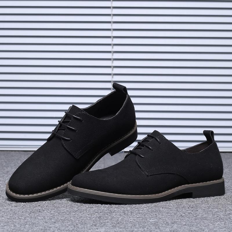Mens Navy Blue Suede Leather Oxford Shoes Lace Up Low Heel Casual Business Formal Footwear For Office And Daily Wear Simple