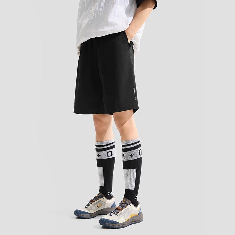 Li-Ning Plain Mid-Waist Loose Straight-Leg Sports Shorts Men shorts Black AKSU785-1