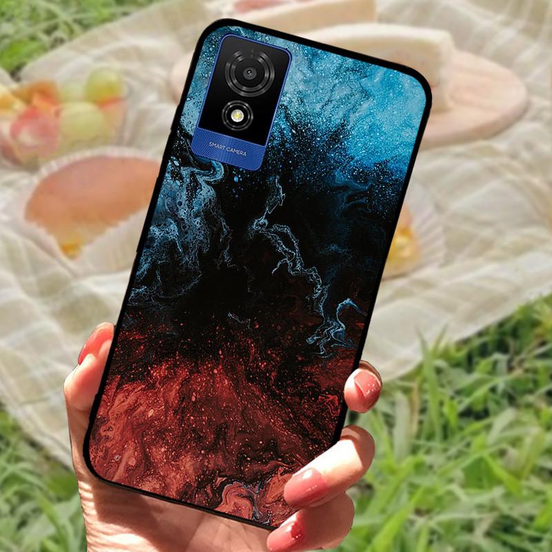 Per cover custodia TCL 501 Per TCL501 Silicone Morbido Marmo Nero Paraurti Funda Coque per TCL 501 T433D Protezione Completa 2024