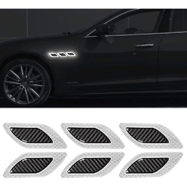 TOMALL 6Pcs 3D Strong Reflective Stripe Sticker for Car Fender Hood Bumper High-Intensity Night Visibility Reflective Decal Safety Warning Diamond