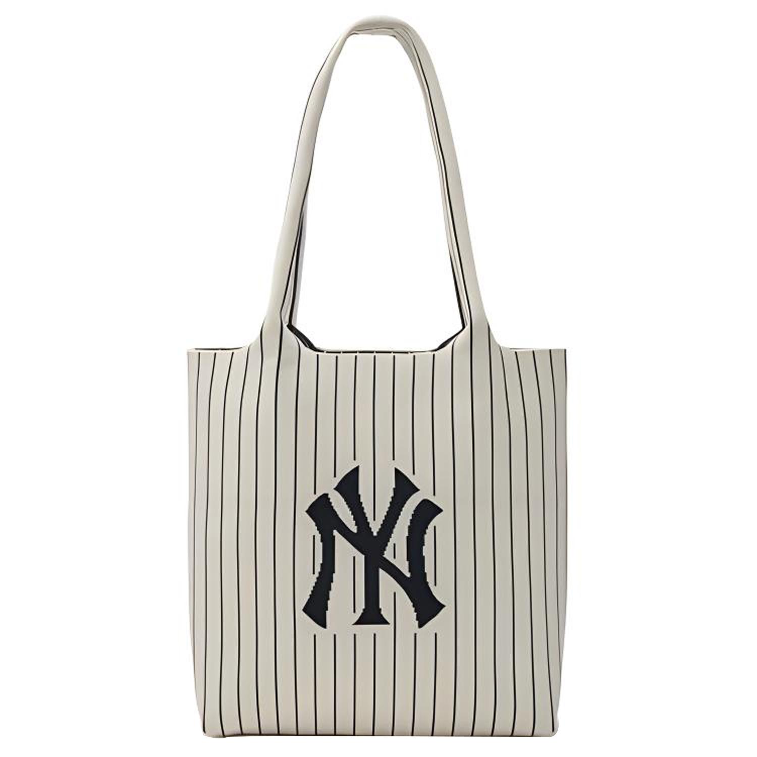 MLB Basic Logo Knit Tote Bag Women Tote Bags Beige 3AORL034N-50CRD Beige