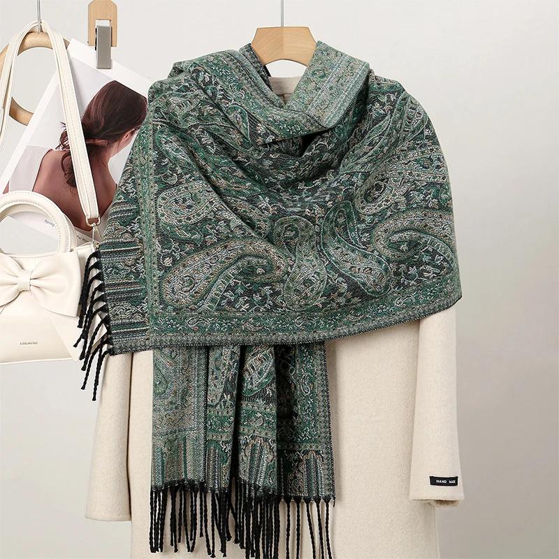New Shawl Warm Winter Scarf Hijab Women Print Paisley Cashmere Pashmina Thick Wrap Head Neck Foulard Luxury  Blanket Echarpe