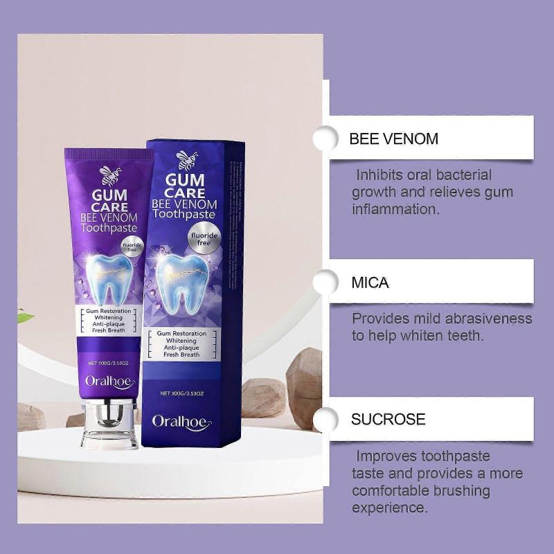 2026*1-5x Bee Venom Toothpaste for Gum Restoration, Purple Teeth Whitening Toothpaste for Sensitive Teeth