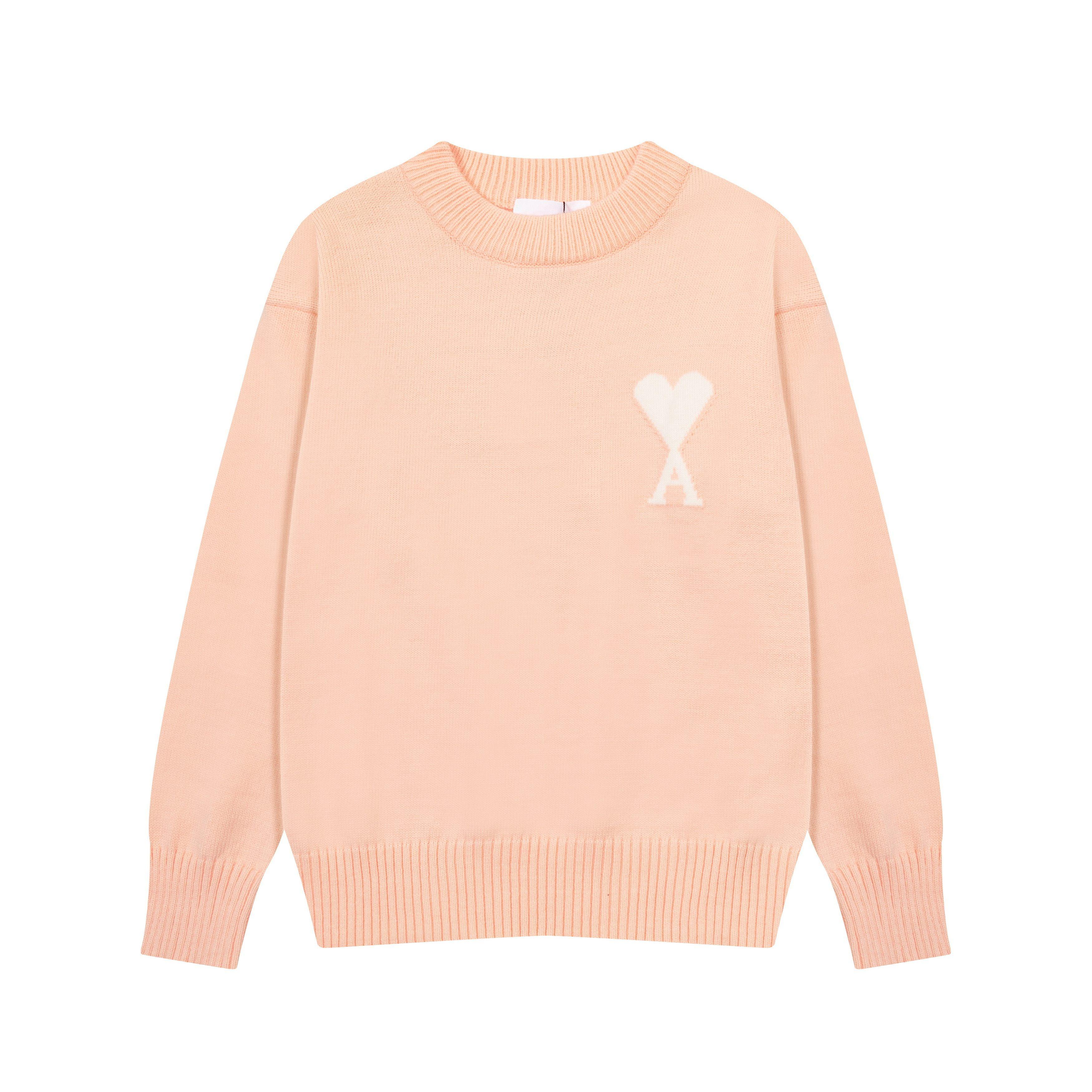 8203 AMI Осень-Зима Жаккардовый Свитер С Сердечками из Смеси Шерсти Альпаки Свободного Кроя с Воротником Поло Мужской Пуловер XL