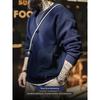 Madden Parka American Retro Heavy Weight Woolen Sweatshirt Loose and Warm Patchwork Pocket Round Neck Tops Men's Autumn and Winter