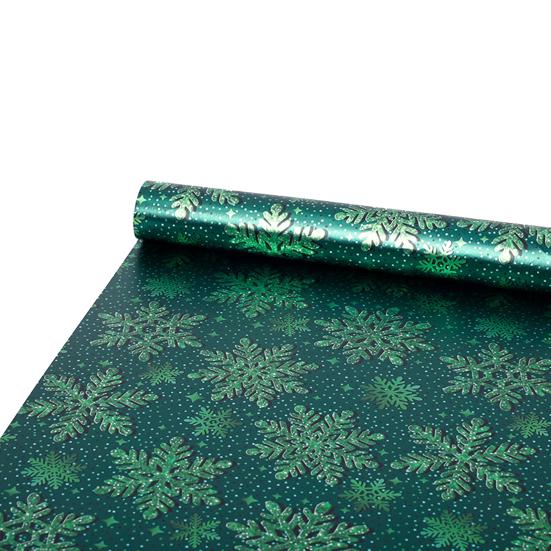 Christmas Wrapping Paper Roll 17 Inch x 120 Inch Snowflake Bow Jumbo Roll Vintage Holiday Gift Wrap for Christmas Parties Supplies