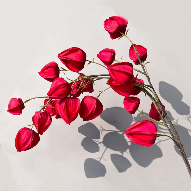1PC Flower Arrangement Elegant Simulated Leaves Ornaments DIY Artistic Artificial Plant Scenery Lantern Fruit Branches 97CM