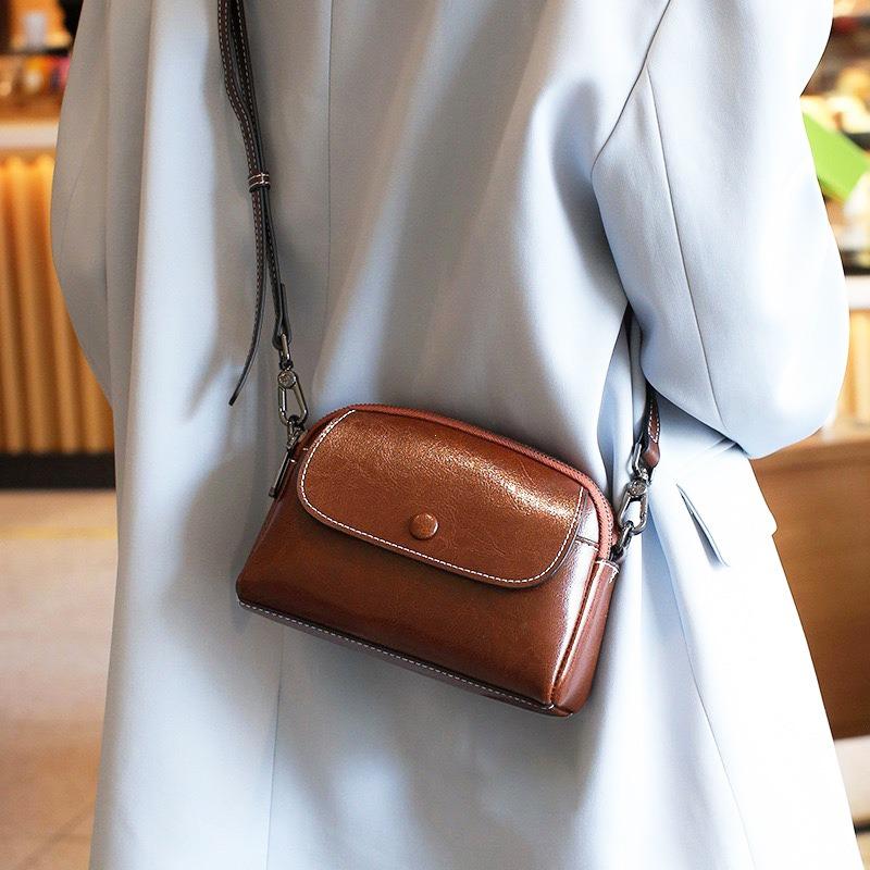 Mini Borsa Piccola in Vera Pelle Vintage Borsa a Tracolla Lusso per Cellulare a Spalla Donna Borsa Cellulare per Donna