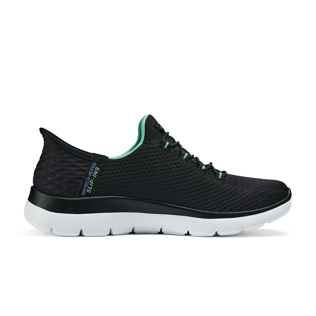 Skechers Summits Flash Technology Comfortable Durable Low-Top Casual Shoes Women Sneaker Black Green 150123-BKTQ