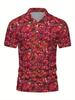 Men'S Short-Sleeve Polo Shirt with Flat Digital Print Pattern - No Texture