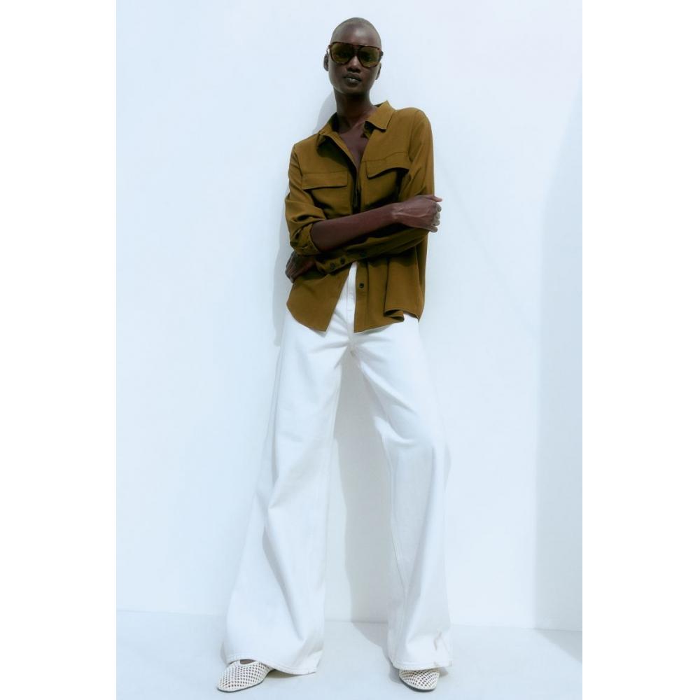 

Рубашка из крепа HM темно-зеленого цвета хаки