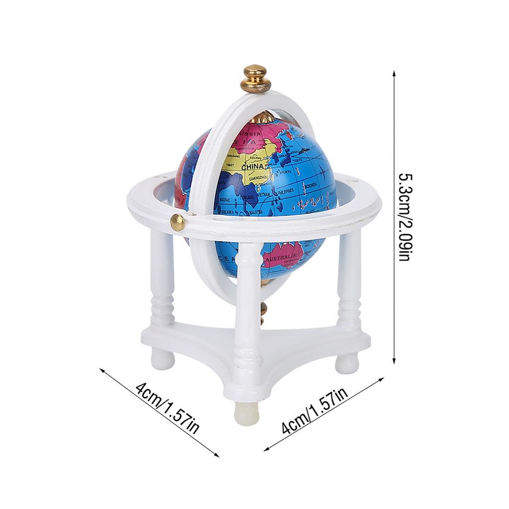 Dollhouse Study Living Room Decoration Rotatable Mini Globe for 1/12 Scale Doll (White)