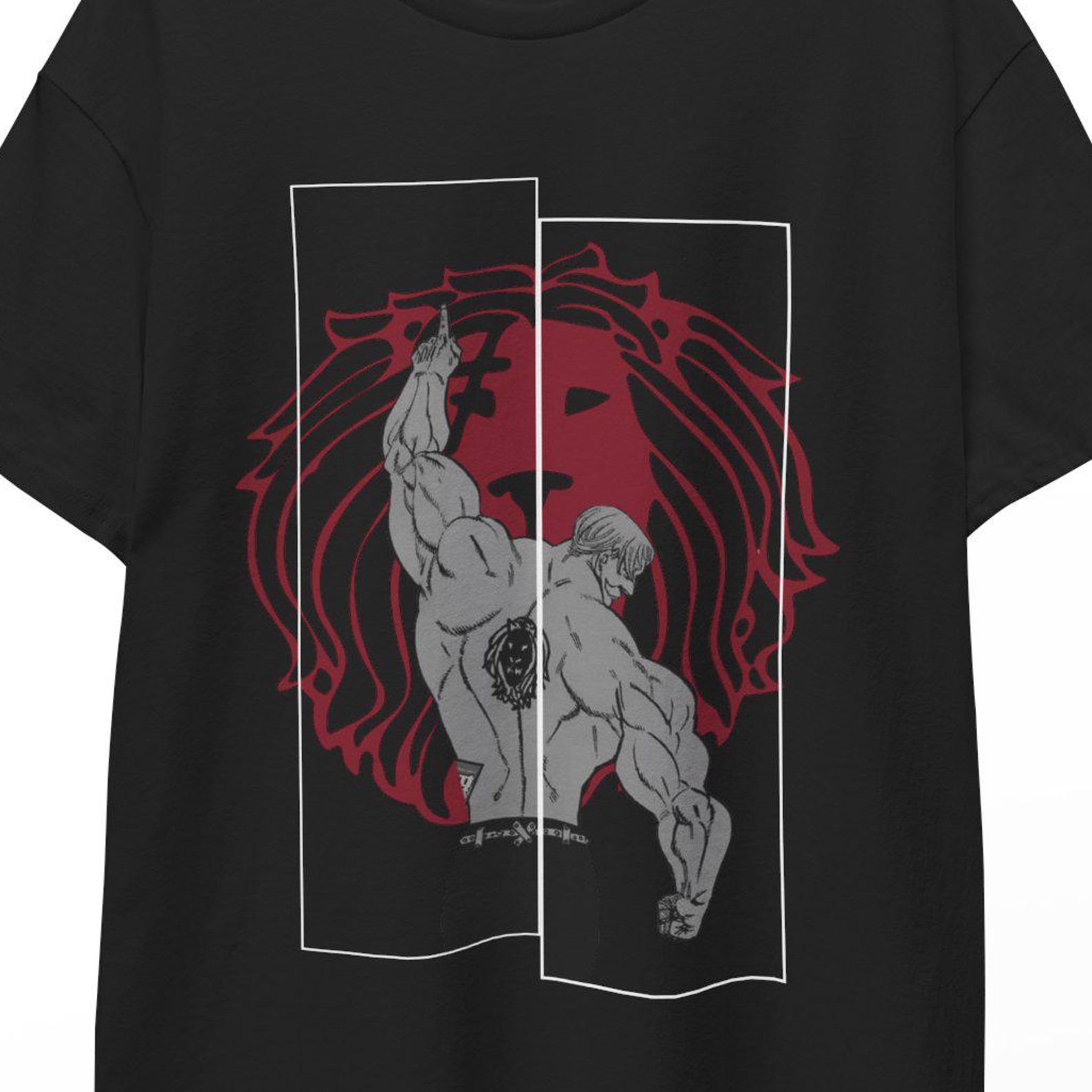 Escanor T-Shirt,The Seven Deadly Sins,Meliodas Manga, Anime Tee, Top Unisex Anime Gift Tee Style,Nanatsu no Taizai,Escanor Meliodas Shirt 2XL