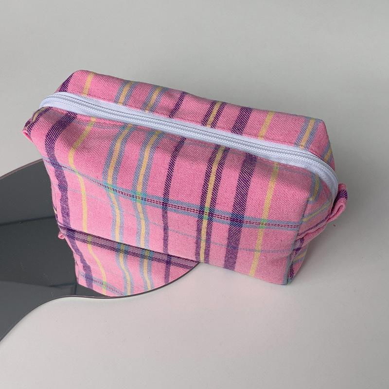 Sweet Cute Color Retro Plaid Cosmetic Bags Pencil Case Large Capacity Portable Girly Storage Bags Makeup Pouch Toiletry Bag Gift