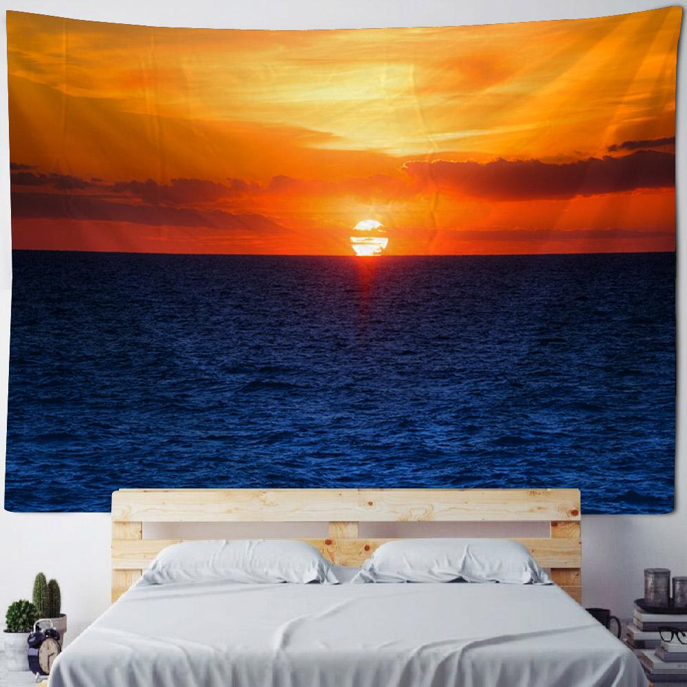 Oceano, Alba, Tramonto, Paesaggio a Telaio, Grande Appeso da Parete, Decorazione da Parete Hippie, Tessuto di Sfondo, Decorazione Artistica per la Casa